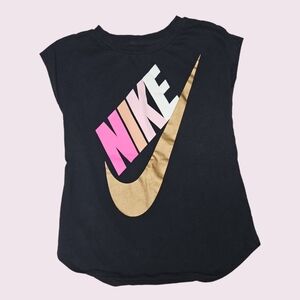 Nike Girls Sleeveless T-shirt Pink Gold Size 6 M